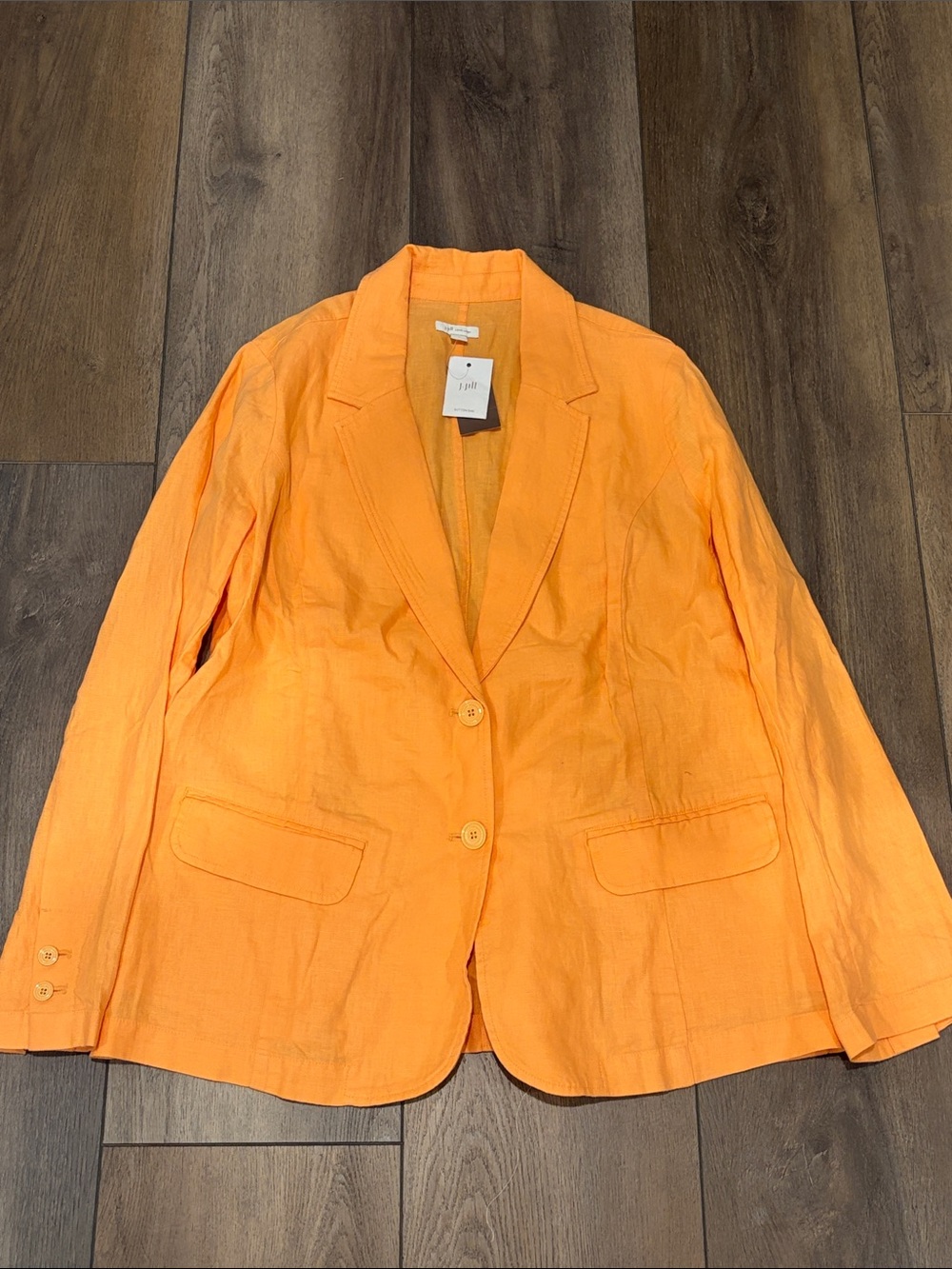 J. Jill Orange Apricot Linen Blazer